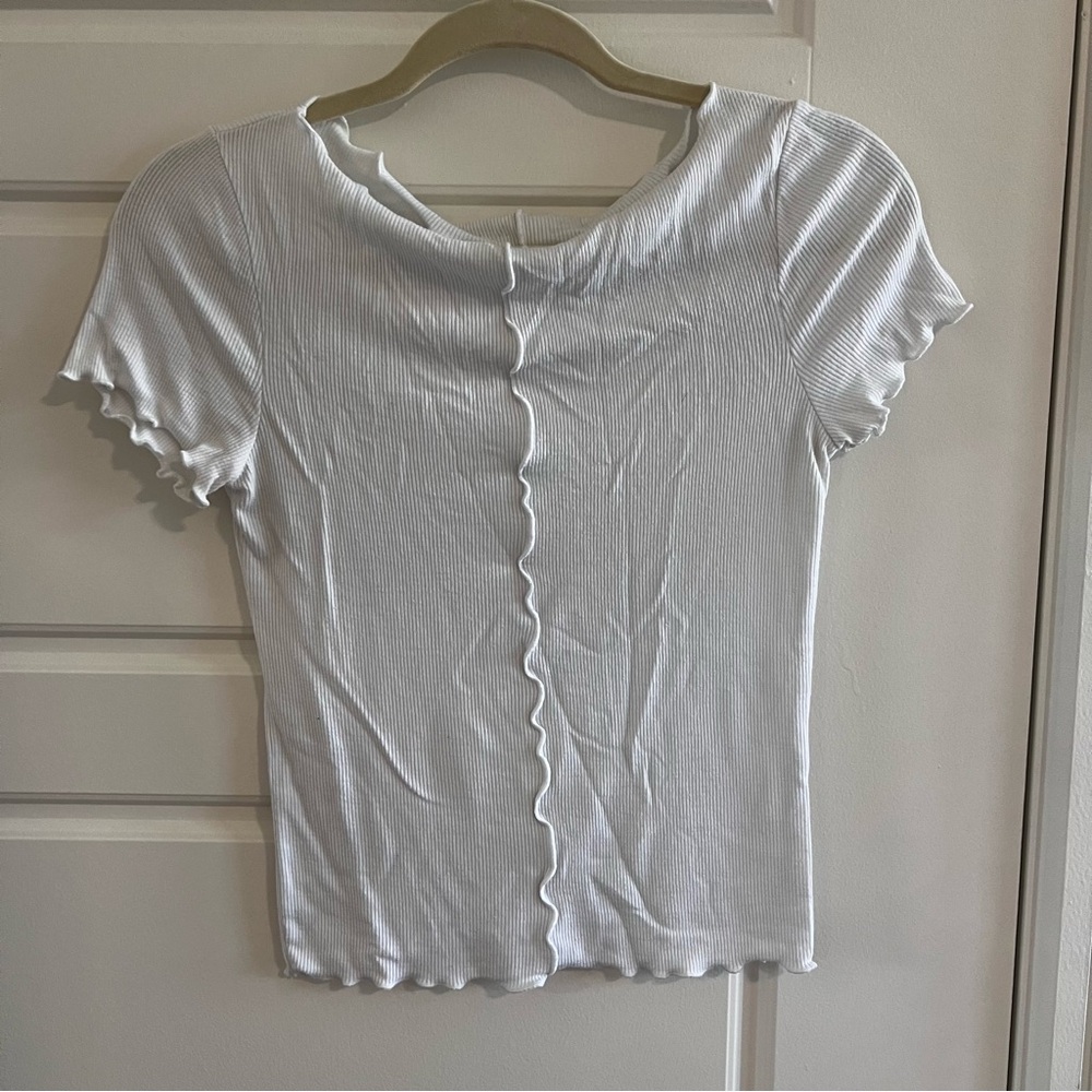 White Ribbed Abercrombie Top